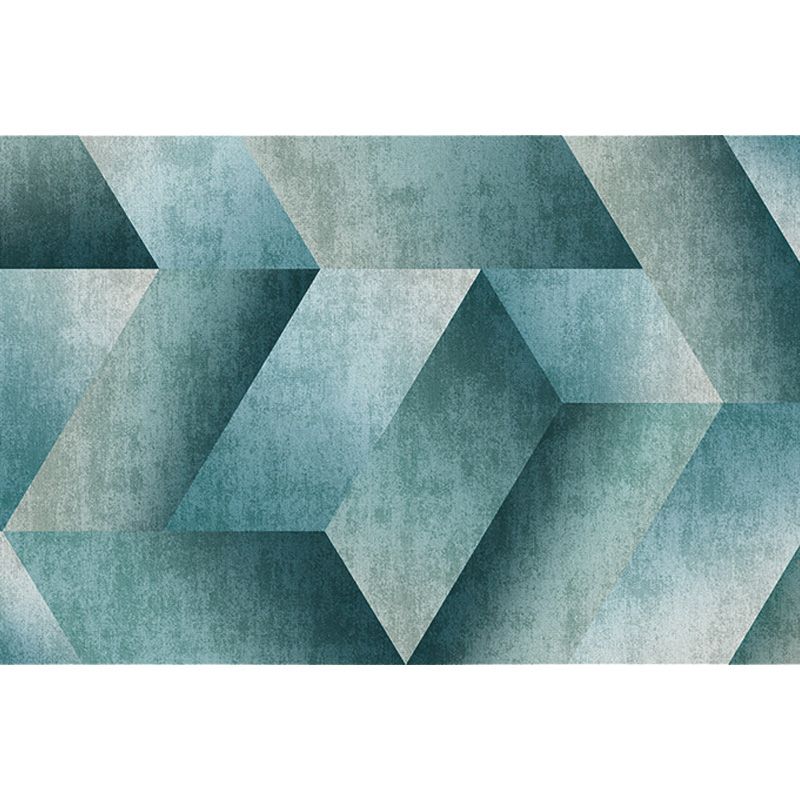 Simplicity Geometric Pattern Rug with Ombre Multicolor Polyester Rug Non-Slip Backing Washable Pet Friendly Carpet for Bedroom