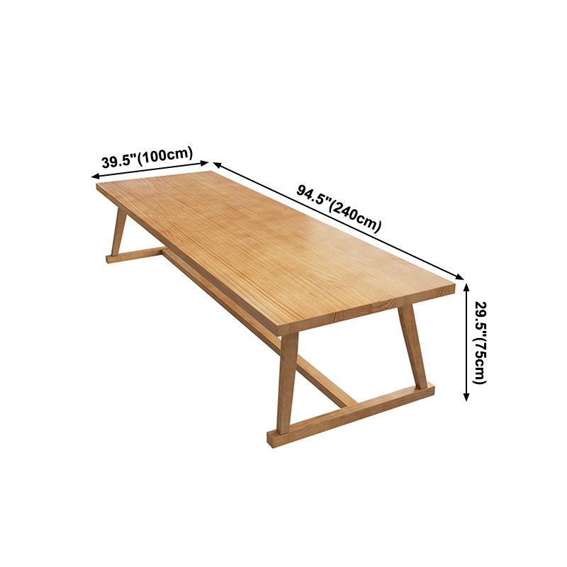 Tavolo rettangolare contemporaneo in legno massiccio tavolo da pranzo in legno con cavalletto