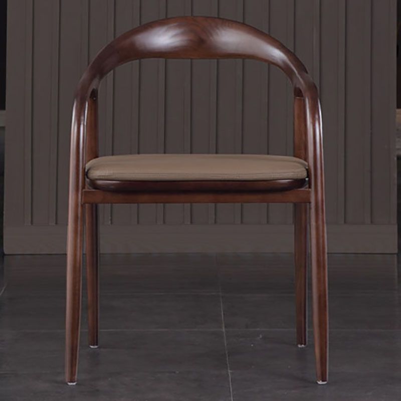 Silla tradicional de madera maciza con respaldo, juego de sillas con brazos y respaldo abierto para comedor y cocina