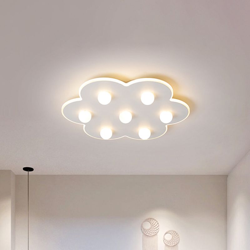 Blume/Rund/Quadrat Led Flush Ceiling Light Kids Modern Metal 8 Lights 16.5/ 19.5 Inch Wide White Flushmount Light