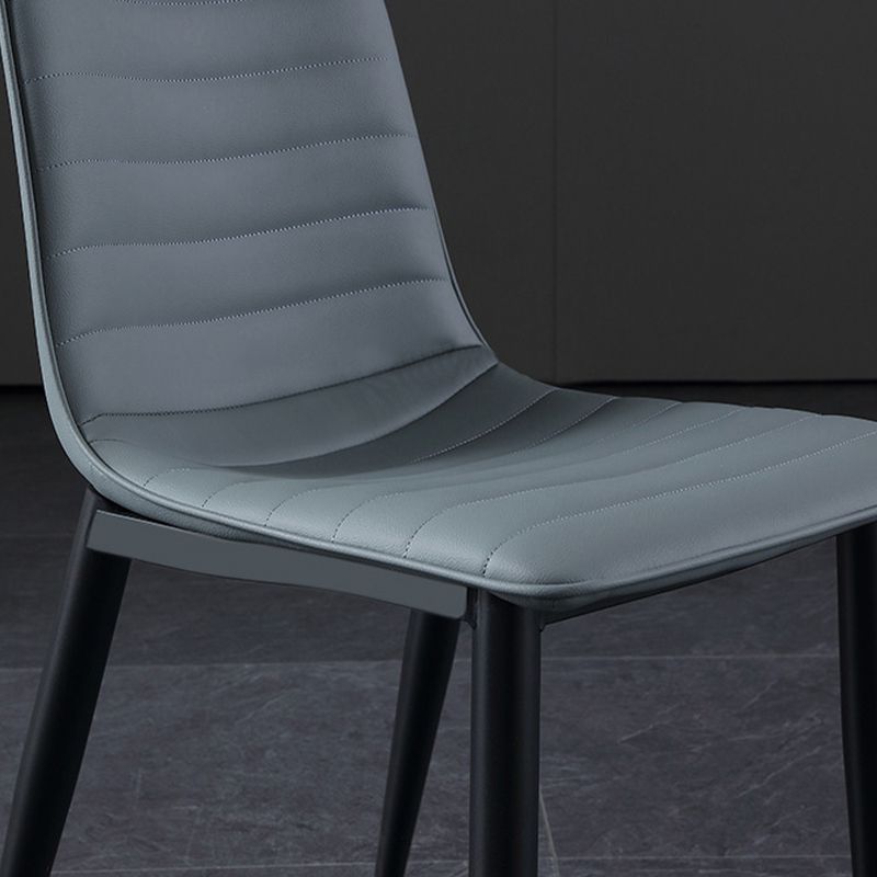 Industrial Faux Leather Chairs Armless Side Chairs with Metal Legs for Home Use