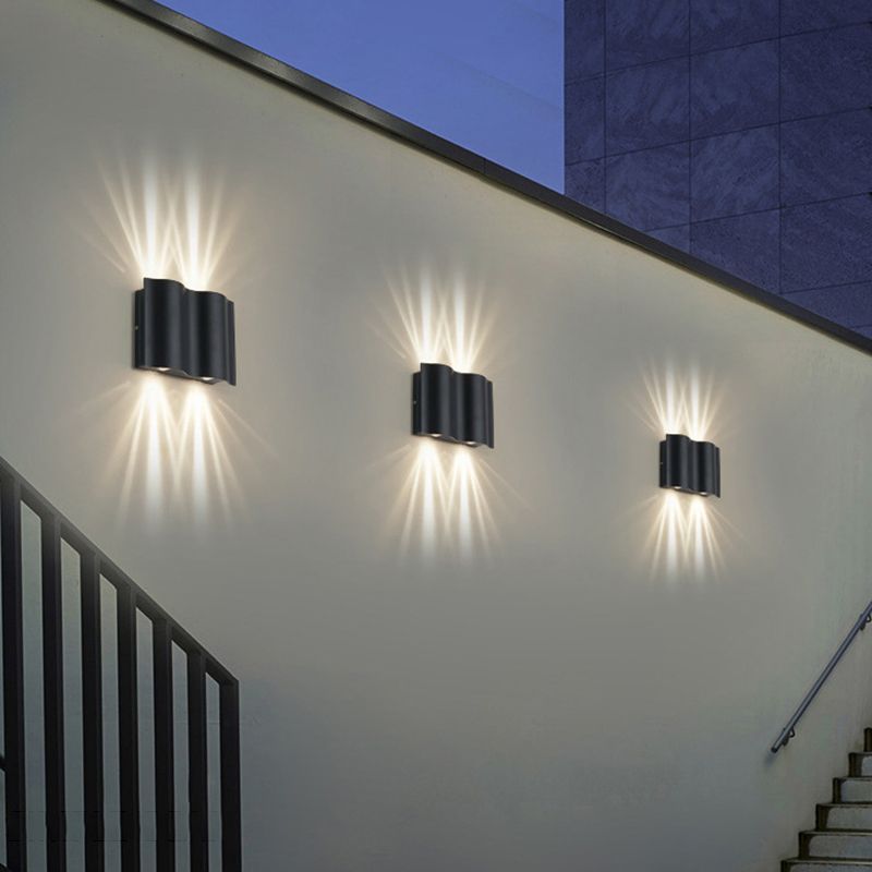Black Rectangular Outdoor LED Wall Lamp in Modern Creative Style Aluminium Waterproof Wall Sconce