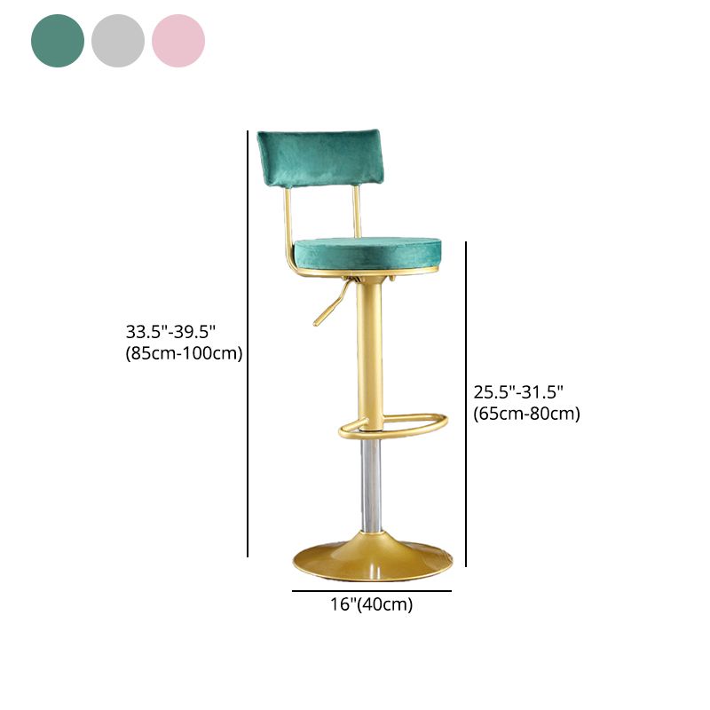 Glam Matte Finish Velvet Counter Stool Adjustable Height Footrest Barstool
