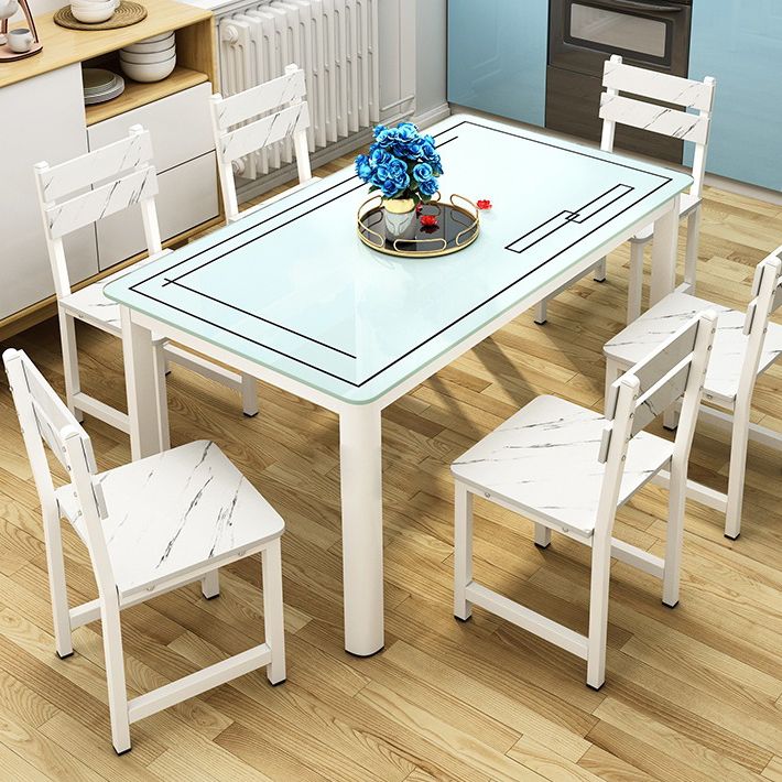 Modern Glass Dinning Table Rectangle Dining Table for Kitchen