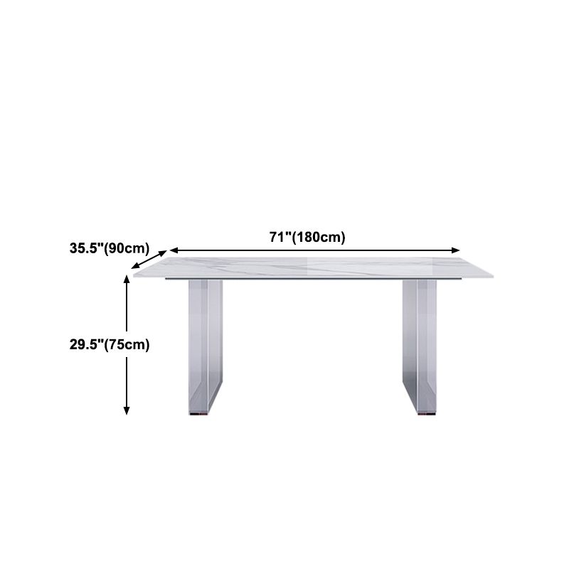 Stone Center Top Dining table Acrylic Double Pedestal Modern White Dinette Table