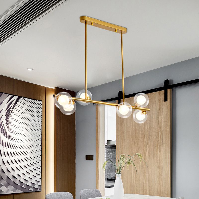 Gold Bubbles Island Luz colgante Simplicidad estilo lámpara de lámpara de vidrio