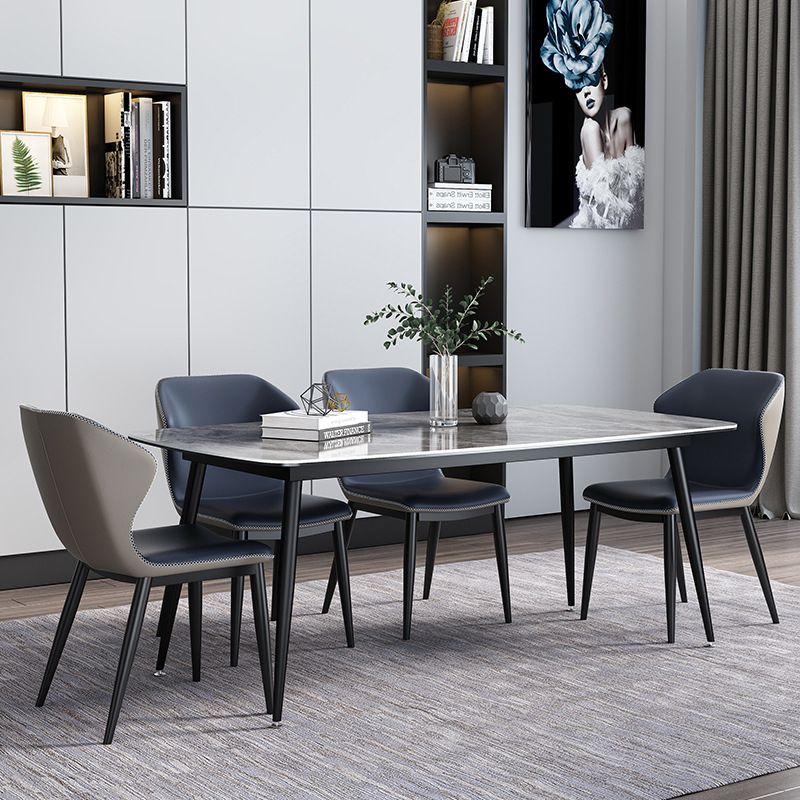 Modern Style Dining Room Set with Sintered Stone Dining Table and Upholstery Chairs