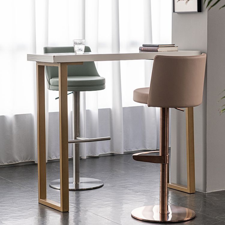 Modern Style Adjustable Counter Stool with Leather Cushion and Single Leg