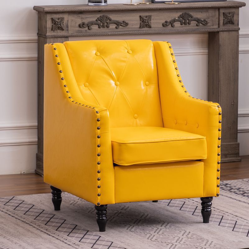 Arm Chair 27.55" L x 27.55" W x 33.46" H Sloped Arms Accent Armchair with Nailhead Trim