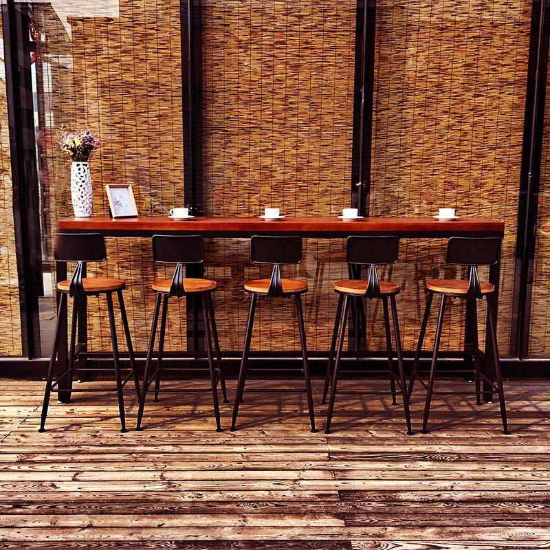 Industrial Rectangle Bar Table Pine Solid Wood Fixed Bar Dining Table