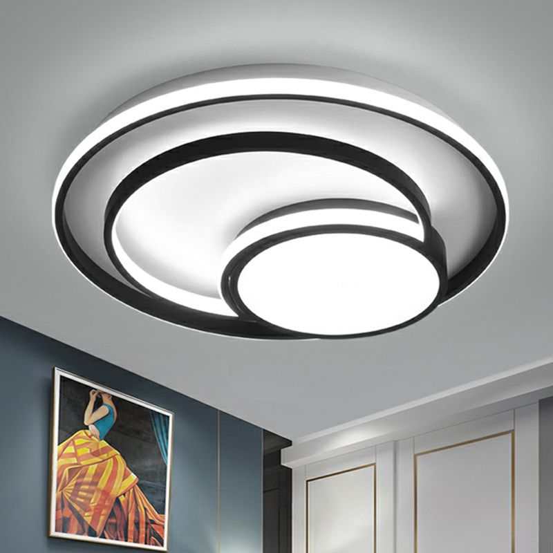 Minimalist Flush Mount Lighting Fixture Black 3 - Ring Massimale Lampada con Acrilico Shade
