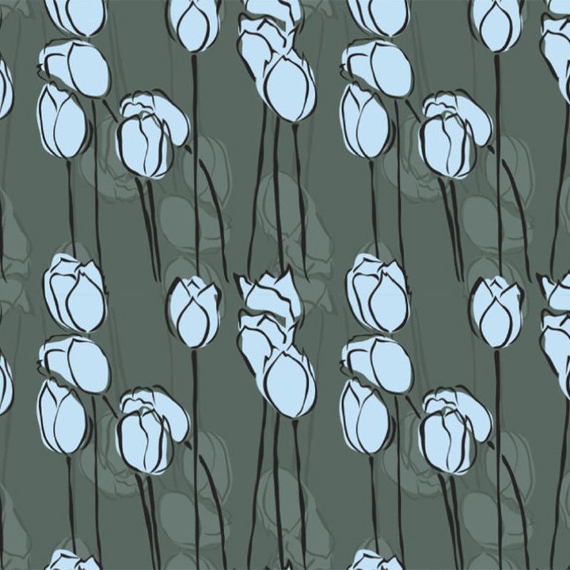 Non-Woven Cloth Decorative Mural Modern Blossoming Flowers Printed Wall Covering