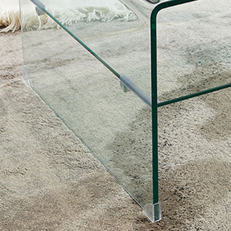 Modern 2-Tier Glass Coffee Table in Clear Sled 1 Single Cocktail Table