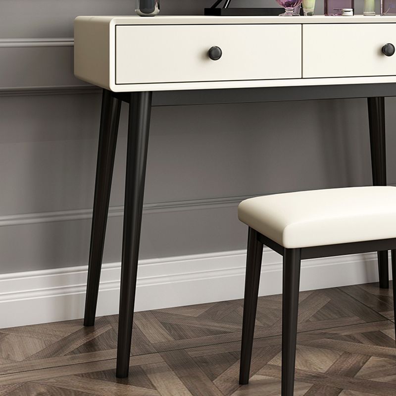 Wood White Makeup Table with 2 Drawers 15.74" Wide Vanity Tables for Bedroom