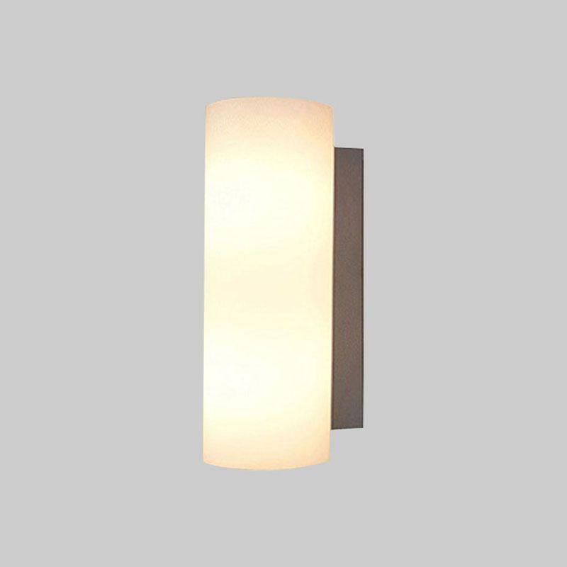 Cylindrical Bedroom Sconce Lighting White Glass 1 Light Modernist Wall Mount Light