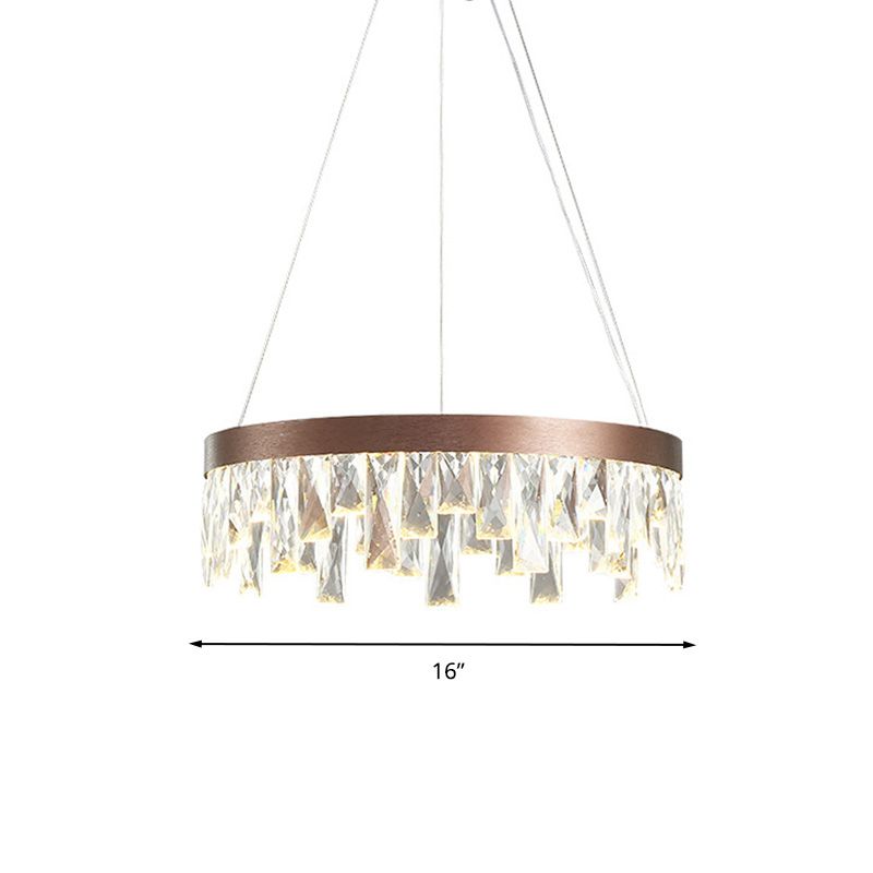 Ring Wohnzimmer hängen Kronleuchter Lichtkristall Block LED zeitgemäße Aufhängung Licht in Braun, 16 "/23,5" /31,5 "breit