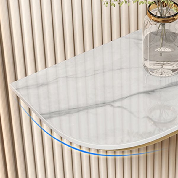 Stone Half Moon End Table 1-shelf 31.5-inch Tall Accent Table