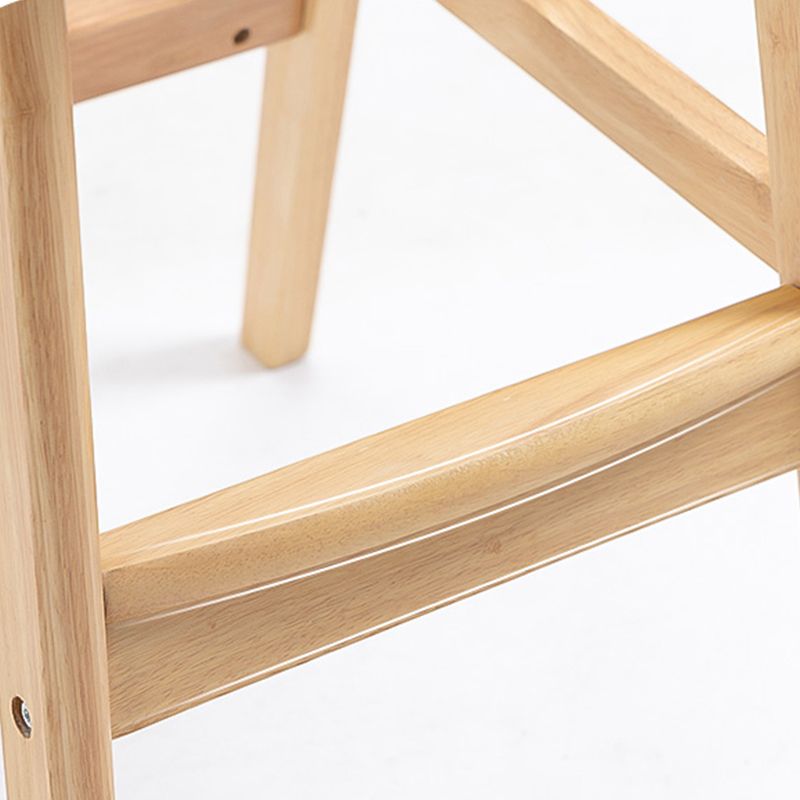 Scandinavian Upholstered Footrest Low Back Stool 27.95'' Rubberwood Bar Stool