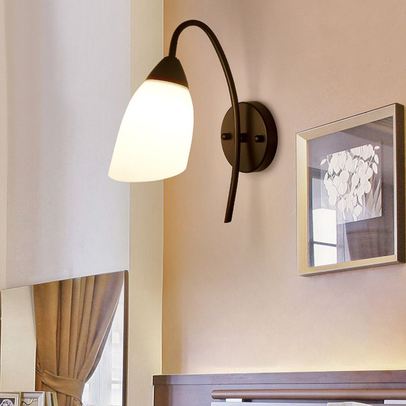 Modern Black Vanity Lighting Glass Shade Wall Light Fixture for Bathroom