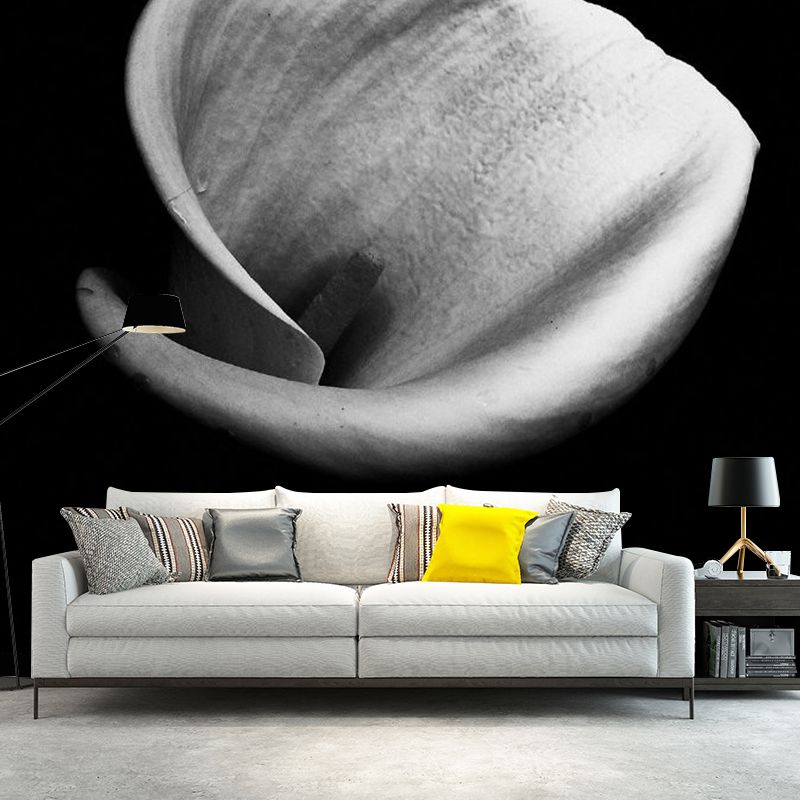 Modern Tulip Close-Up Murals Black and White Flower Wall Covering for Home Gallery