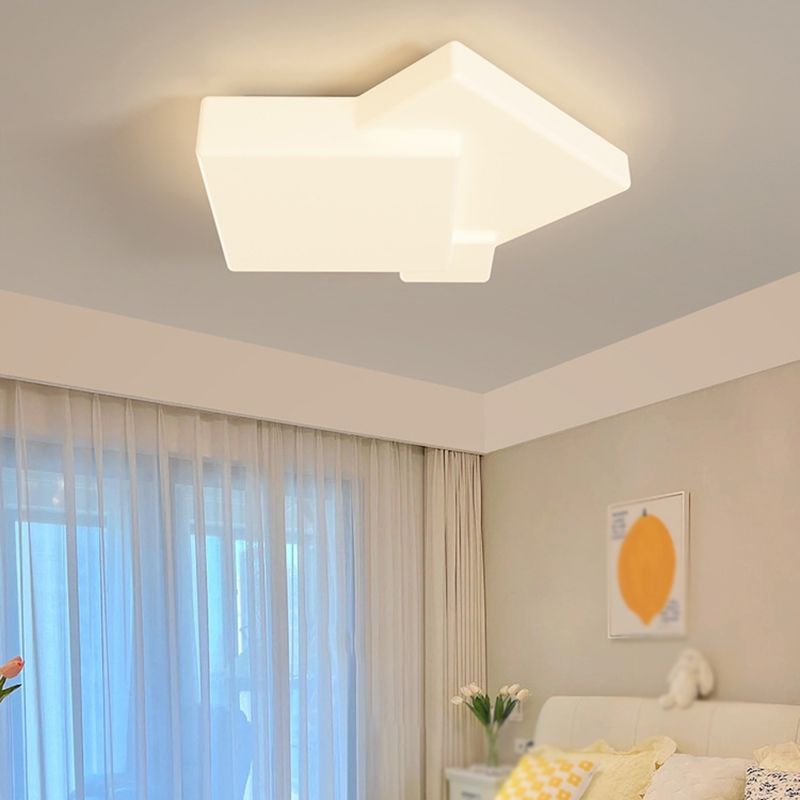Geometric Modern Ceiling Flush Acrylic LED Square Flush in Matte White