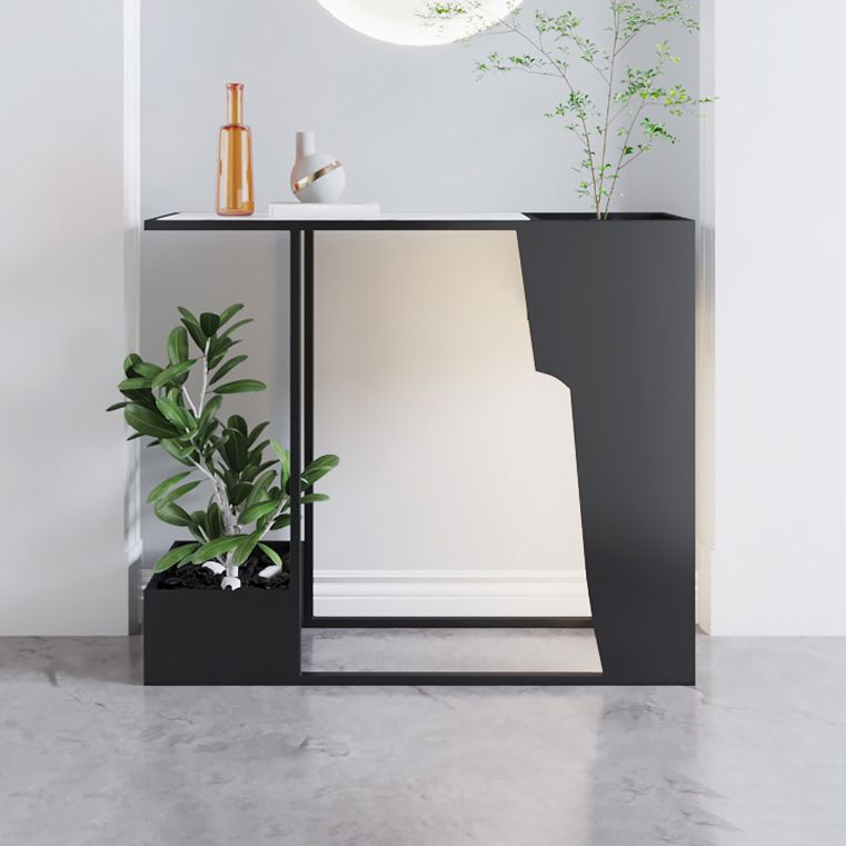 Contemporary Rectangle Console Table Black Console Sofa Table for Hall