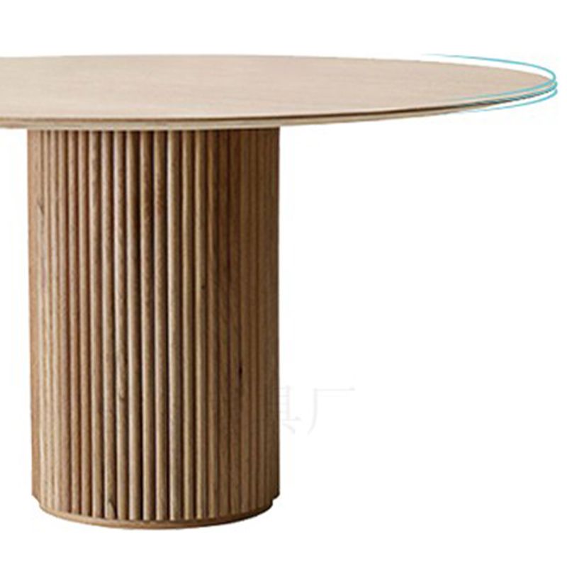 Natural Double Pedestal Dining Table Modern Oval Wood Home Dinner Room Kitchen Table