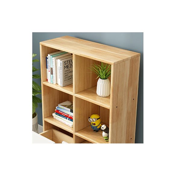2-Drawer Solid Wood Accent Chest Natural Modern Cabinet with Shelves