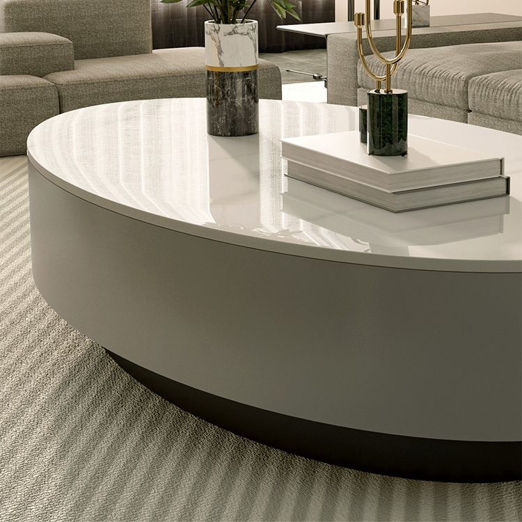 Glam Oval Slate Top Coffee Table 13.77" Tall Cocktail Table with Storage
