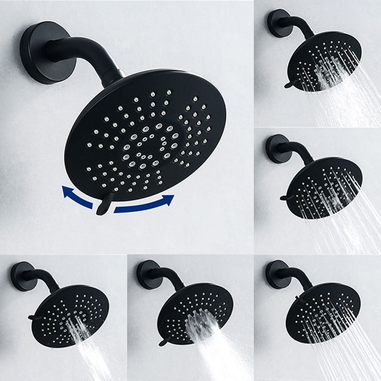 Round Fixed Shower Head Matte Black 5-Spray Patterns Wall-Mount Shower Head