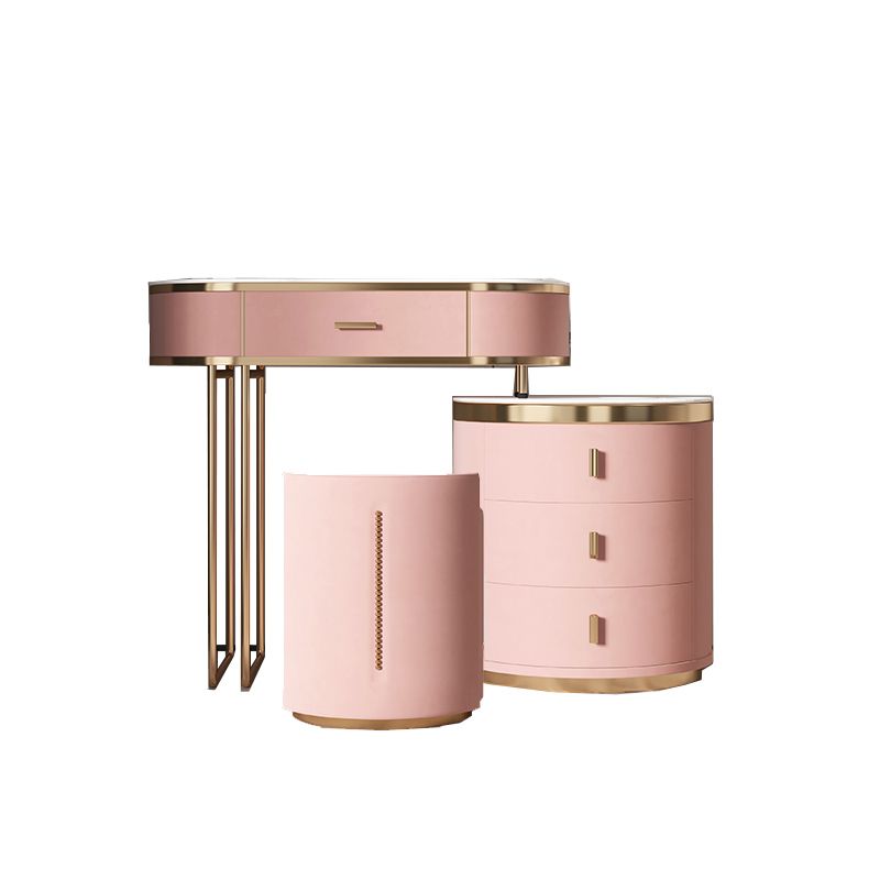 29.52" Height Pink Slate Top Dressing Table with Drawers Make-up Vanity