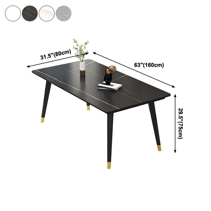 Mesa de piedra sinterizada de cocina industrial Mesa de comedor rectangular estándar con 4 patas Base