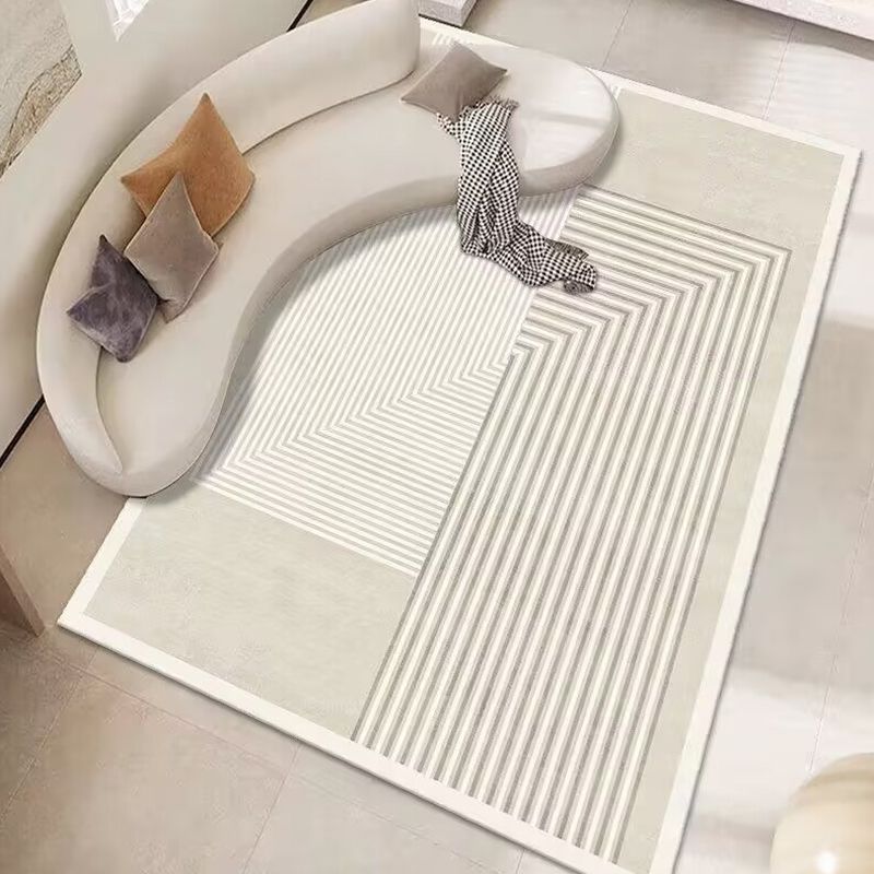 Contemporary Abstract Printed Bedroom Stain Resistant Rectangle Polyster Indoor Rug
