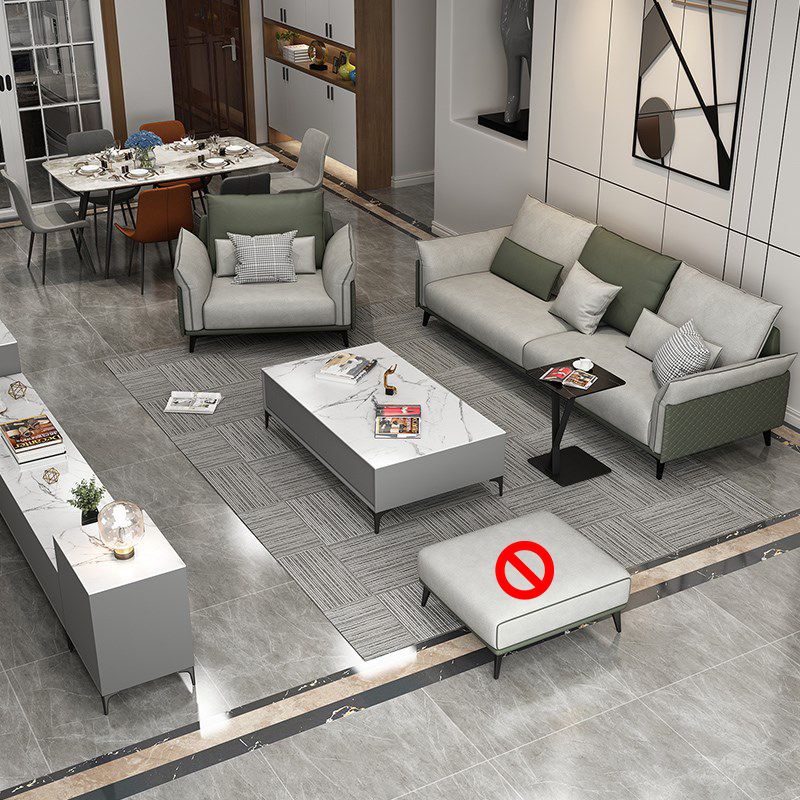 Contemporary Color Block Sofa Stain Resistant Flared Arm Sofa