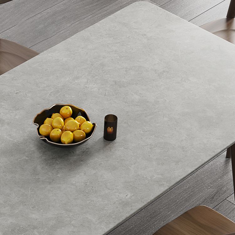Mesa de comedor rectangular contemporánea de madera maciza mesa de piedra sinterizada con 4 patas