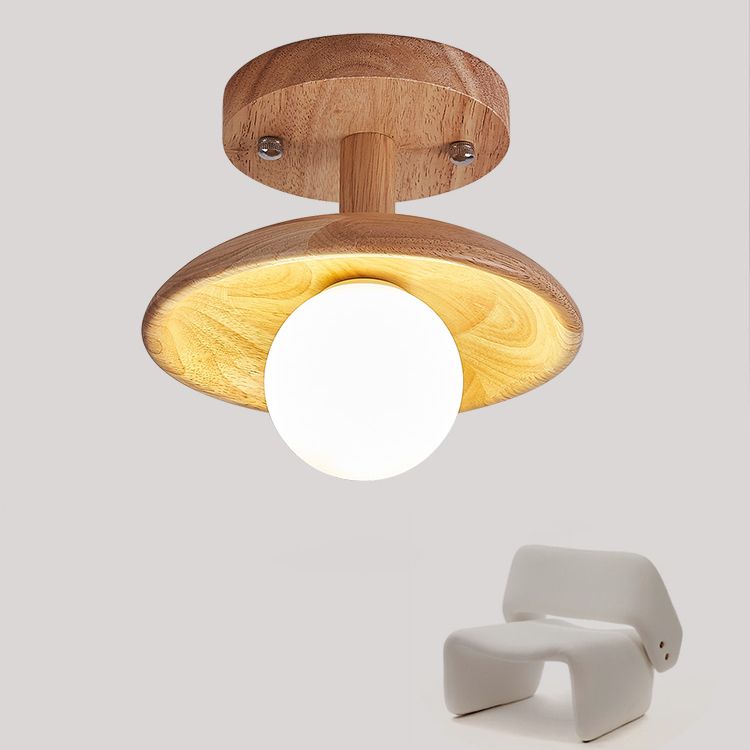 Shaded Ceiling Mounted Fixture Modern Style Beige Ceiling Light Fixture