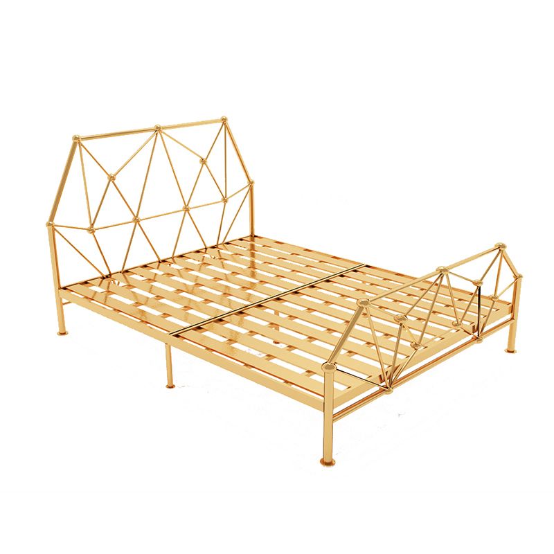 Glam Open-Frame Bed Metal Bed Frame with Headboard, 39.4"/53.1" Standard Bed