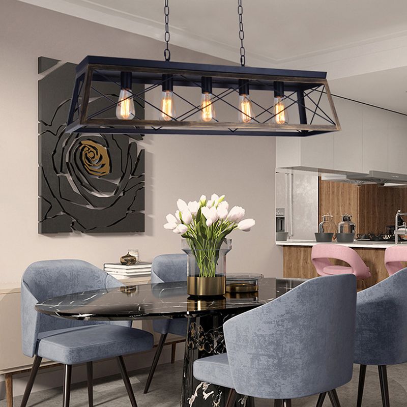 Industrial Island Light Geometric Hanging Lighting Fixture for Dining Room