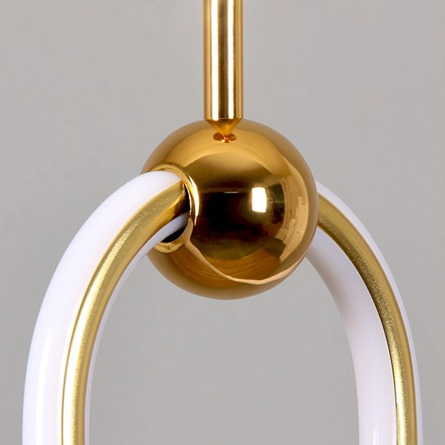 Wrought Iron Gold LED Pendant Light in Modern Luxury Style Acrylic Linear Hanging Lamp for Bedroom