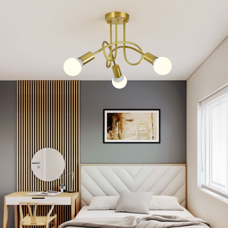 Postmodern Style Gold Chandelier Metal Pendant Lighting Fixtures for Bedroom