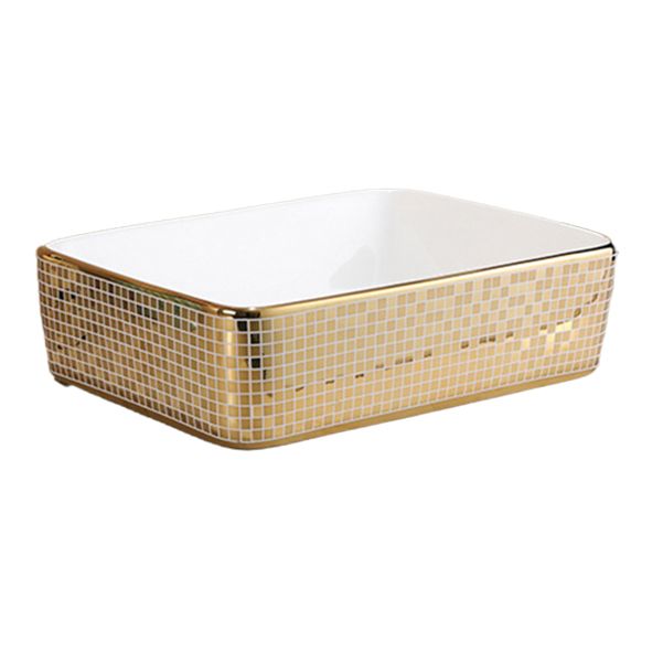 Traditional Bathroom Sink Porcelain Round Vessel Lavatory Sink with Pop-Up Drain