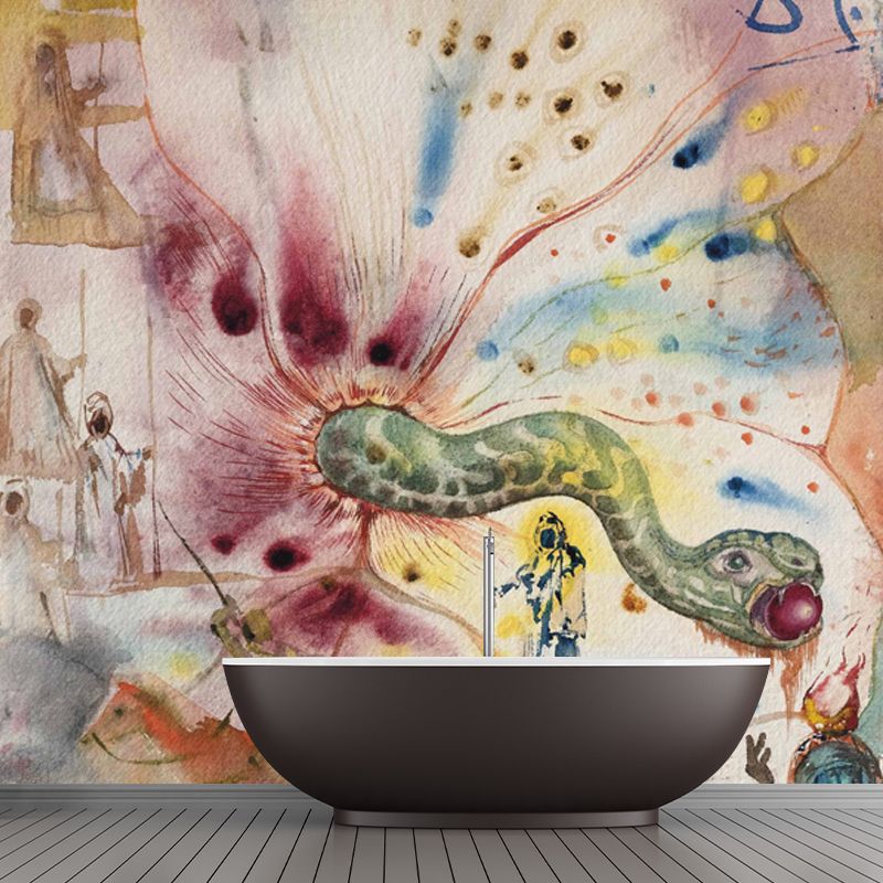 Surrealism Worms Wall Mural Decal Green-Red Bedroom Wall Decor, Custom Size Available
