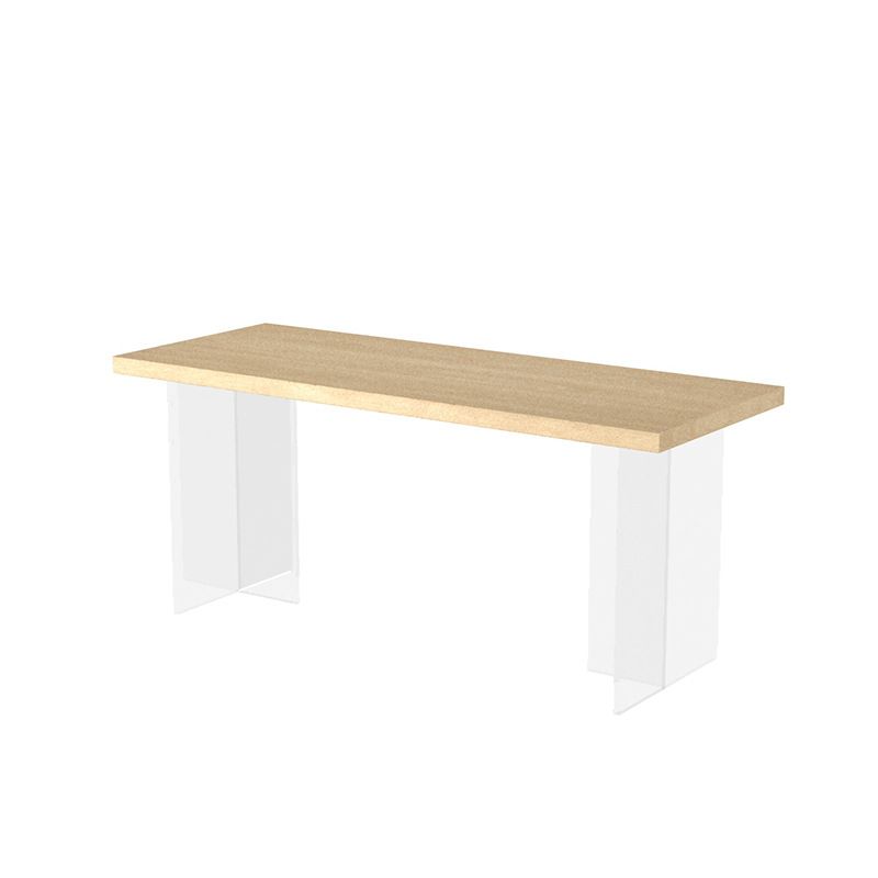 Mesa de comedor con tapa de madera rectangular, mesa de cocina con base de acrílico transparente moderna