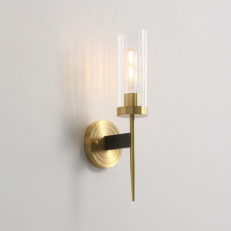 Postmodern Cylindrical Wall Mounted Lighting Clear Glass Wall Mount Lamp for Living Room
