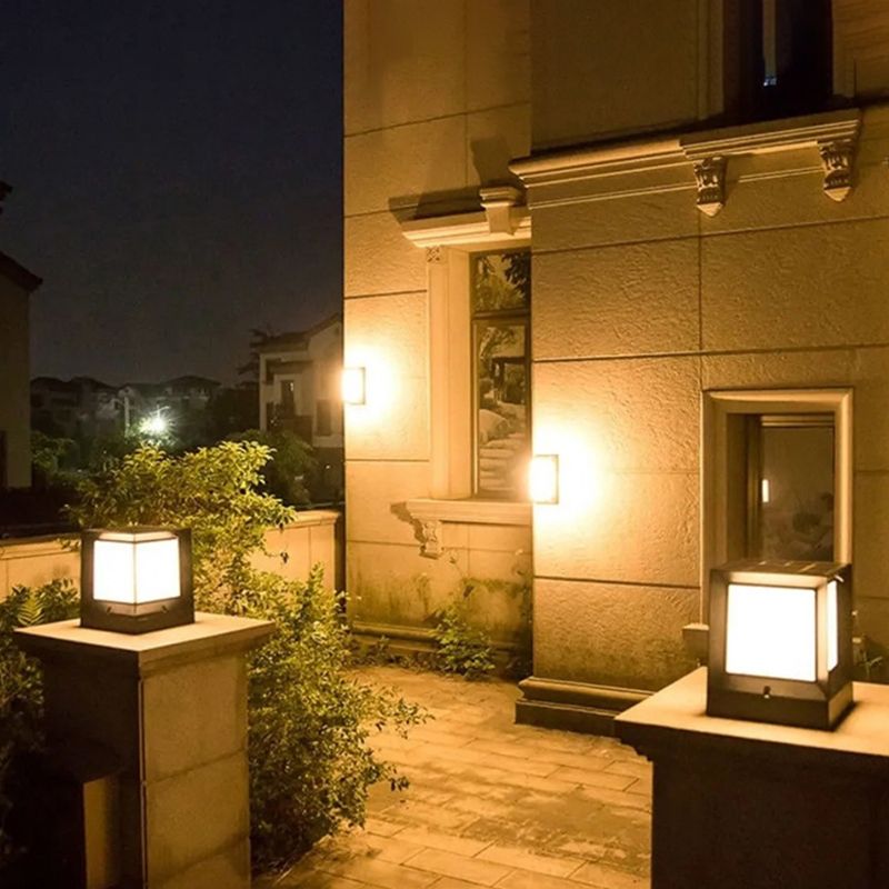 Modern Simple Aluminum Pillar Lamp Cube Shape Pillar Light for Outdoor