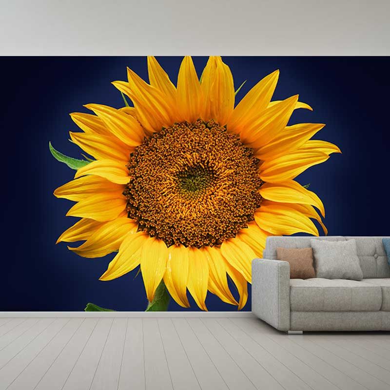 Yellow Flower Mural Wallpaper for Girl's Bedroom Washable Wall Covering