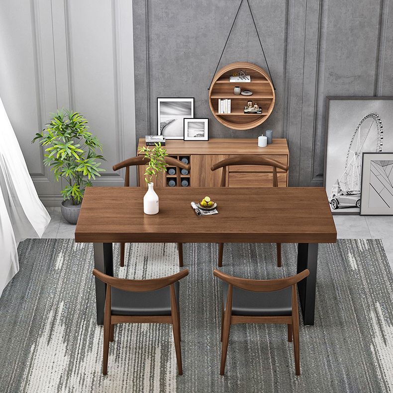 Industriële stijl houten dineren † kamer † ingesteld met rechthoekige tafel en metalen eettafel meubels