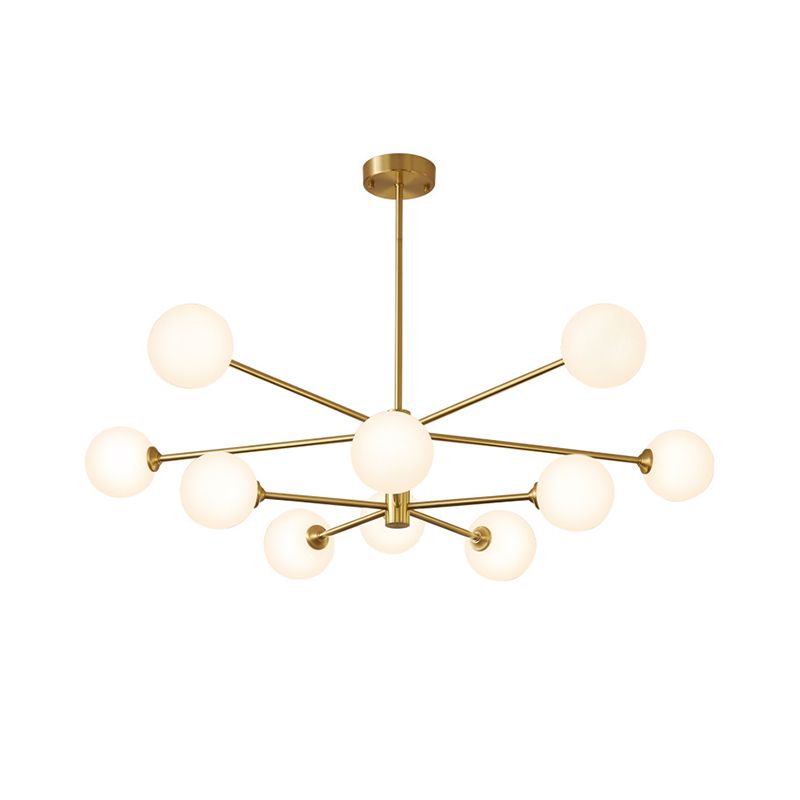 Lampadella di vetro bianco lattiginoso Postmodern Metal Lampadario a sospensione Luce per salotto