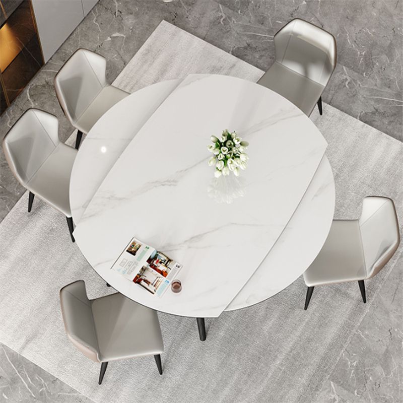 Modern Simple Dining Table Sintered Stone Dinner Table with Wooden Base