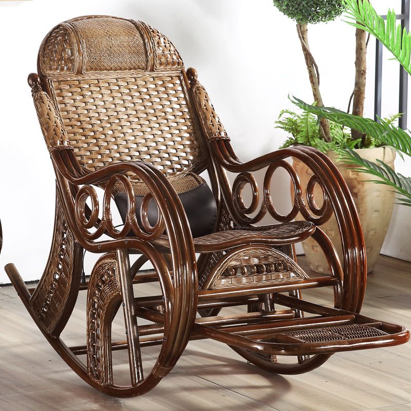 Wicker Traditional Rocking Accent Chair Spindle Rocking Chair for Living Room